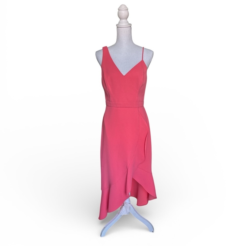 Aqua Dresses Women's Pink Crepe Ruffle Dress Size 8 NWOT